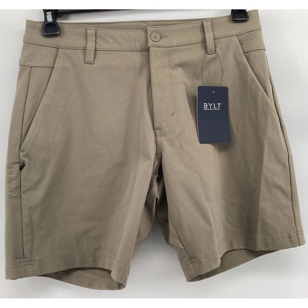 NWT BYLT Premium Basics Everyday Shorts Mens Size 33 Bone Off-White